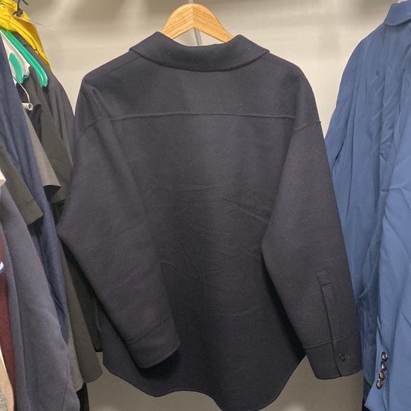 Theory Shirt Jacket Wool Cashmere Navy Black Medium - Picture 5 of 7